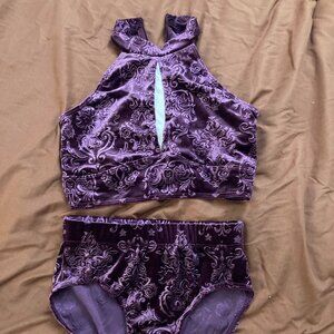 Velvet two piece dance costume or pole costume